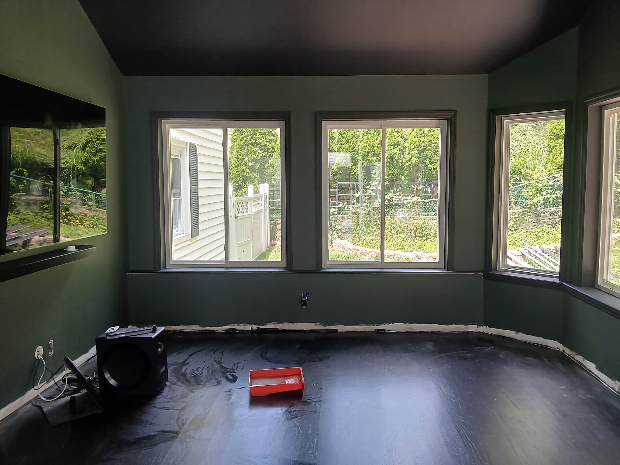 Bright room with new drywall